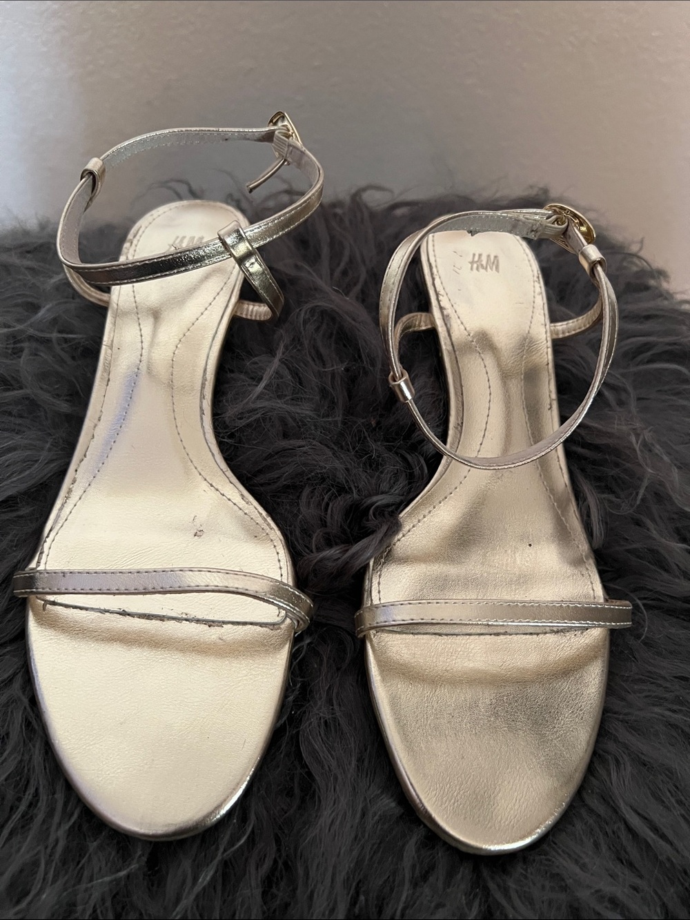 H&M gold ankle kitten, heel sandal